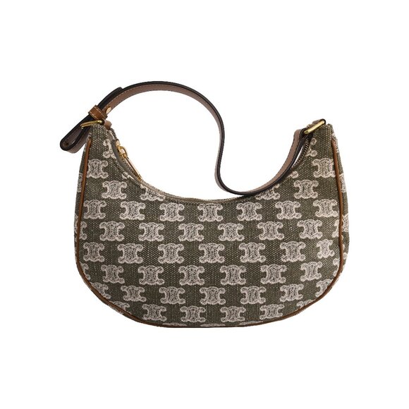 Celine Handbags - Celine Triomphe Ava Canvas Calfskin Ava Shoulder Bag Green